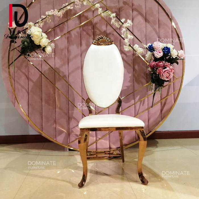 China Banquet Chair Golden –  Rose gold carved design head royal event throne chairs luxury wedding king – Dominate