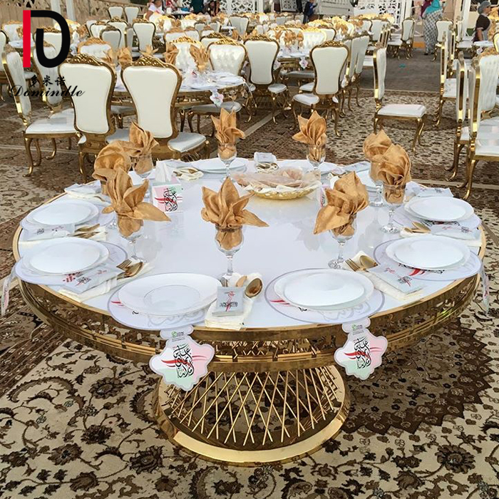 China High-End Gold Wedding Dning Table –  wholesale MDF top stainless steel round wedding dining table – Dominate