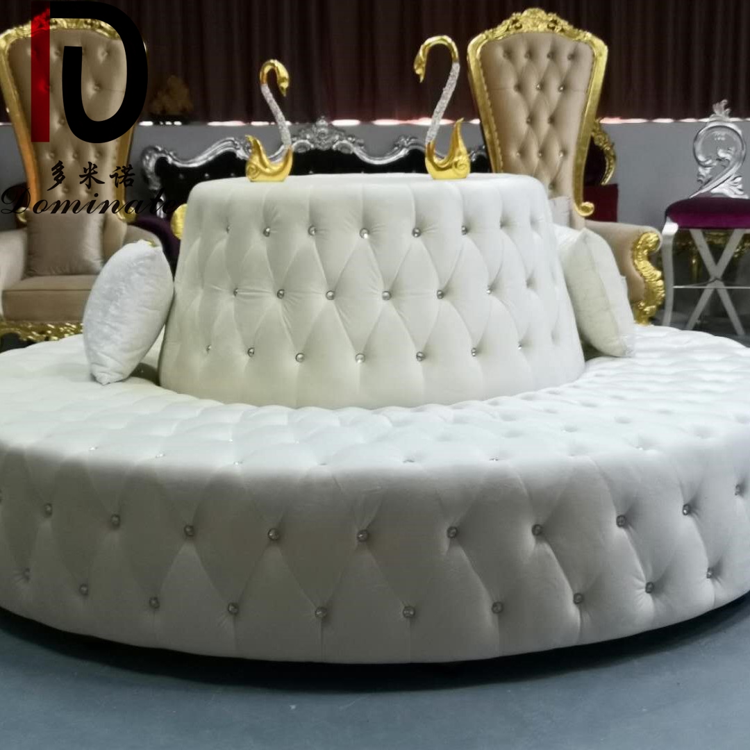 White Wedding Event Sofa High Quality Leather Round Hall King Throne Sofas