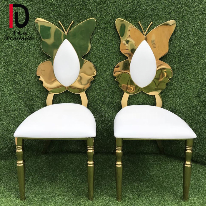 Wholesale Gold Stainless Steel Hotel Chair –  unique feature Ghana wedding rental gold stainless steel banquet chair for events – Dominate