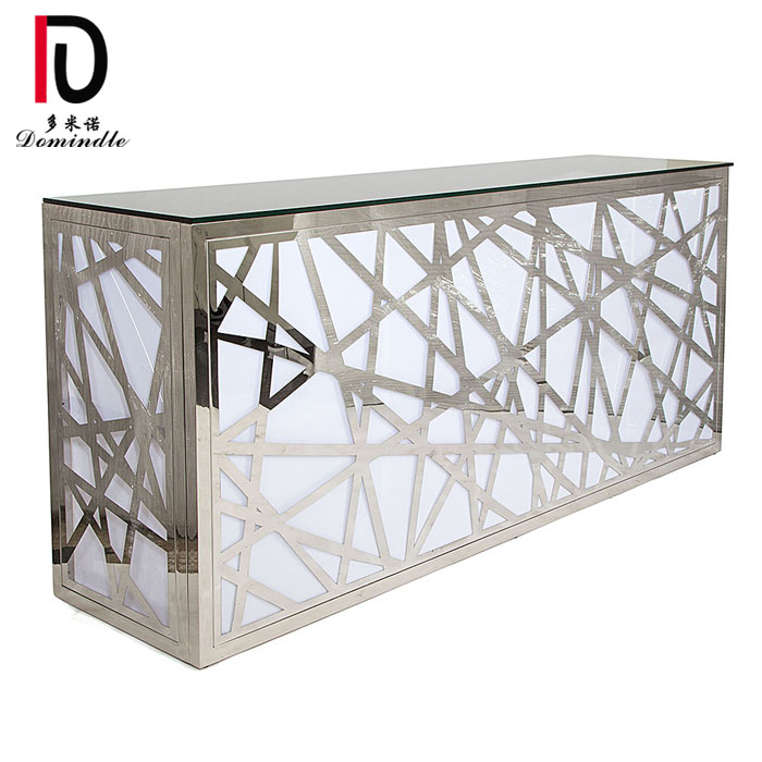 OEM Steel Hotel Table –  party mirror glass top square stainless steel bar table – Dominate