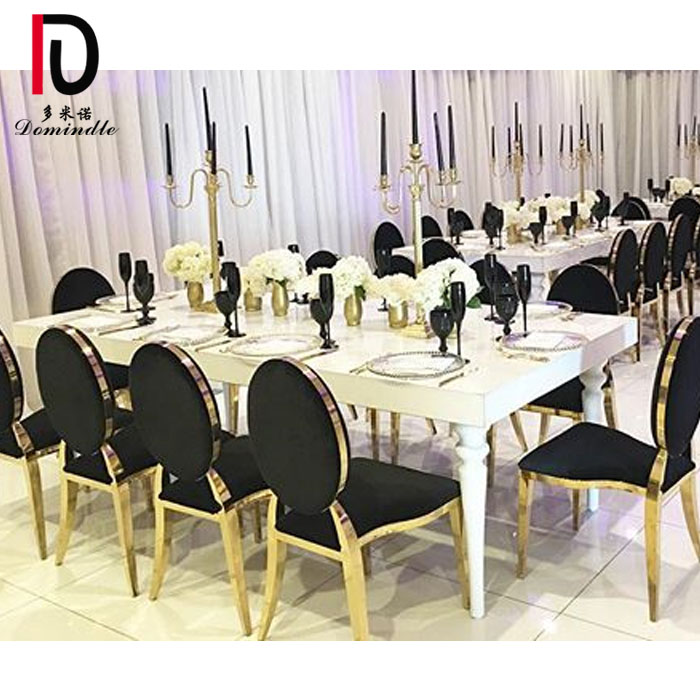 WT08 simple design MDF top wedding white square stainless steel table