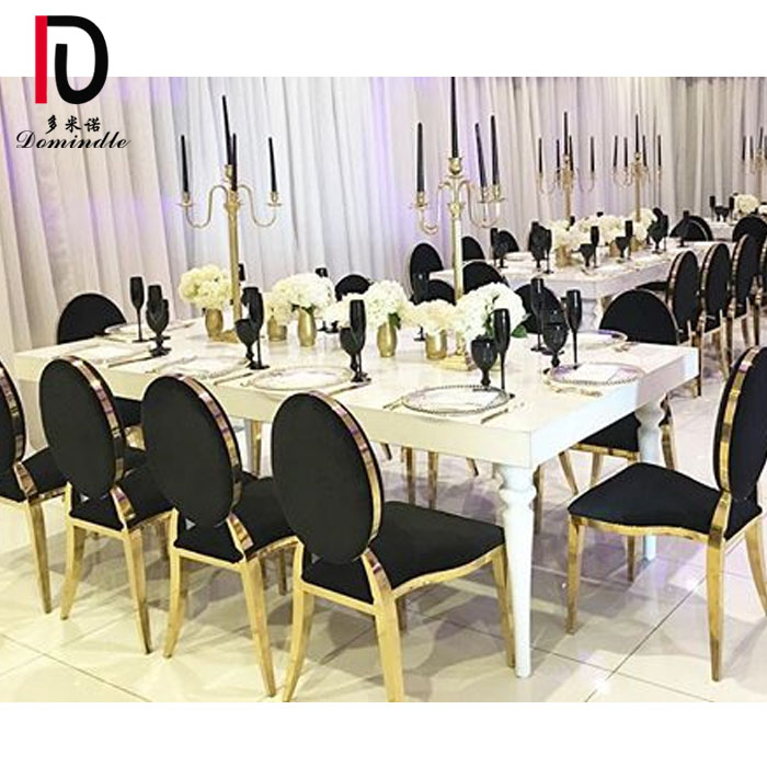 Wholesale Modern Gold Hotel Banquet Table –  WT08 simple design MDF top wedding white square stainless steel table – Dominate