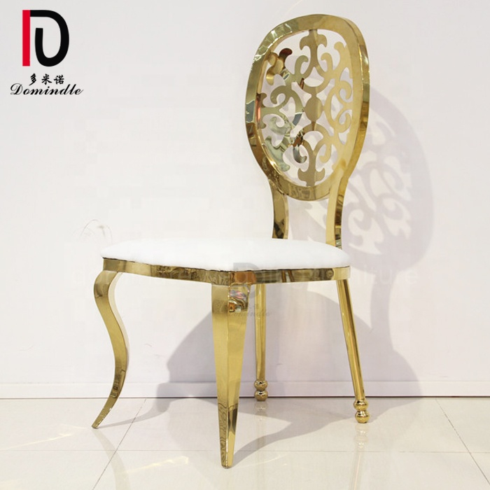 Wholesale Hotel Stackable Wedding Event Chair –  Royal carved back light metal golden wedding party modern event chair – Dominate