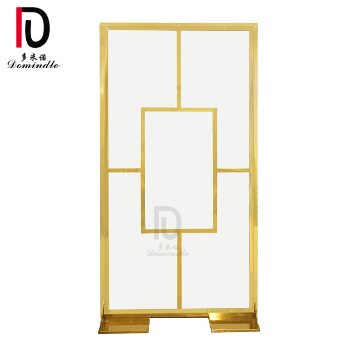 Good quality Wedding Decoration From China – 2020 dominate wedding furniture gold stainless steel frame back drop – Dominate