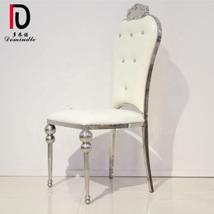 OEM High Back Gold Hotel Chair –  Modern style silver stainless steel metal frame wedding banquet luxury chairs – Dominate