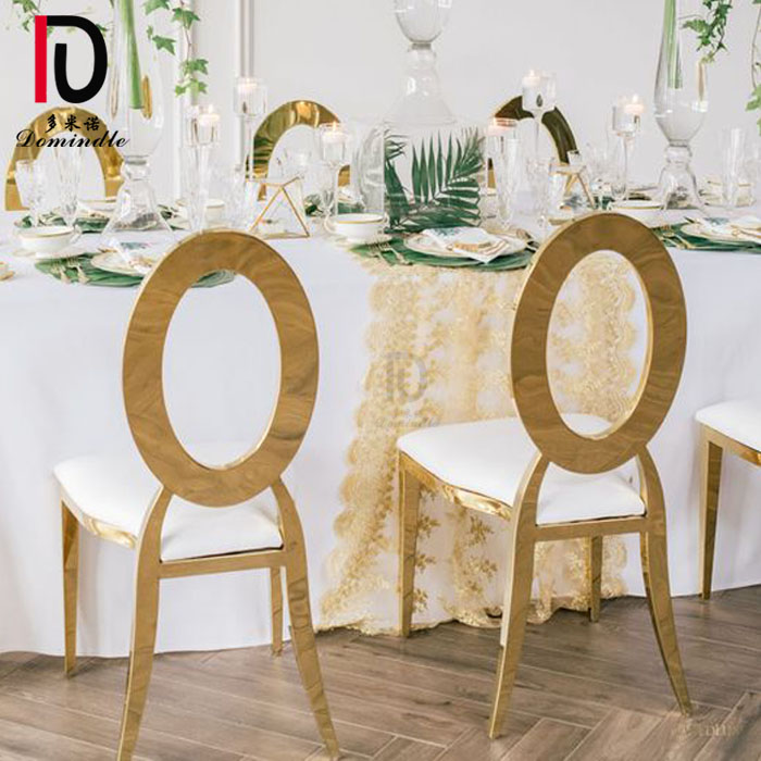 OEM Banquet Chair –  wedding used oval hollow back leather cushion gold stainless steel frame banquet chair – Dominate