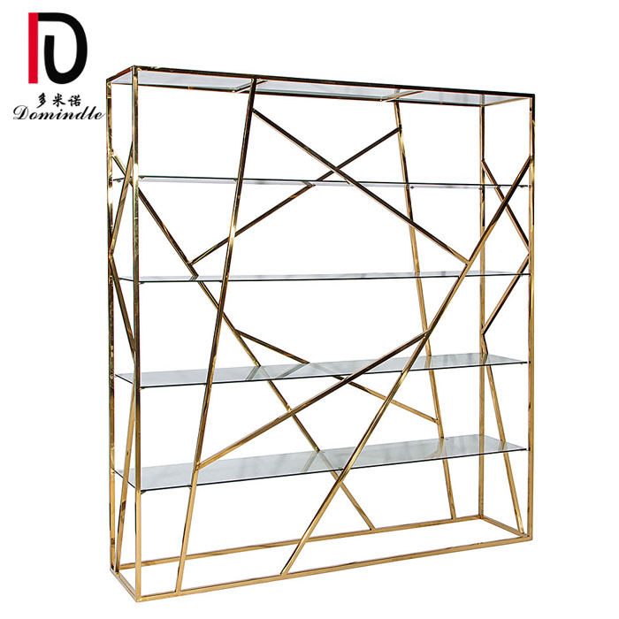 China Gold Wedding Dining Table –  event style stainless steel frame wedding back drop glass bar back – Dominate