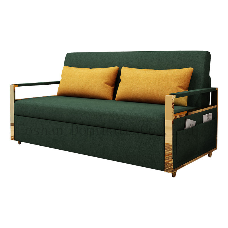 Morden multi-functional and fabric surface folding bed sofa with two seat bed sofa for living room