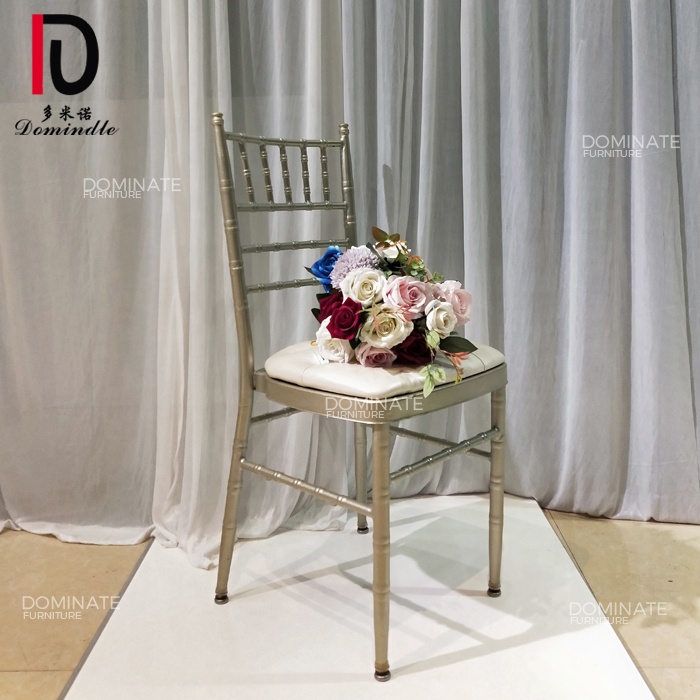 OEM High Back Gold Hotel Chair –  Hotel commercial furniture champagne color banquet metal chiavari chair – Dominate