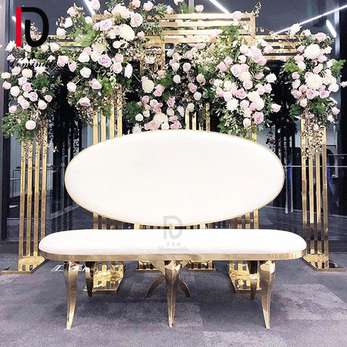 Good quality Sofa From China – wedding furniture gold stainless steel frame white pu bride and groom sofa dining chair – Dominate