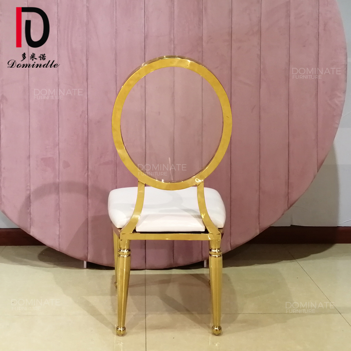 Wholesale Gold Metal Dining Chair –  Wedding furniture round stainless steel frame transparent acrylic dining chair – Dominate