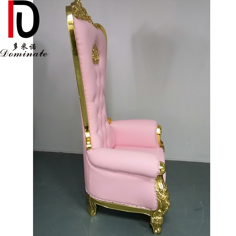 New Design Gold Wooden Frame Leather With Pattern King Throne Chairs For Wedding Hotel