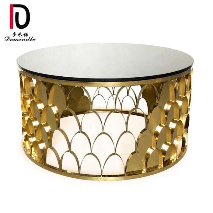 OEM Elegant Event Table –  factory wedding stainless steel gold glass top coffee table – Dominate