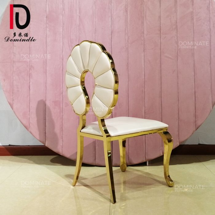 Wedding event cloud design round hollow back stainless steel golden dining chair Featured Image