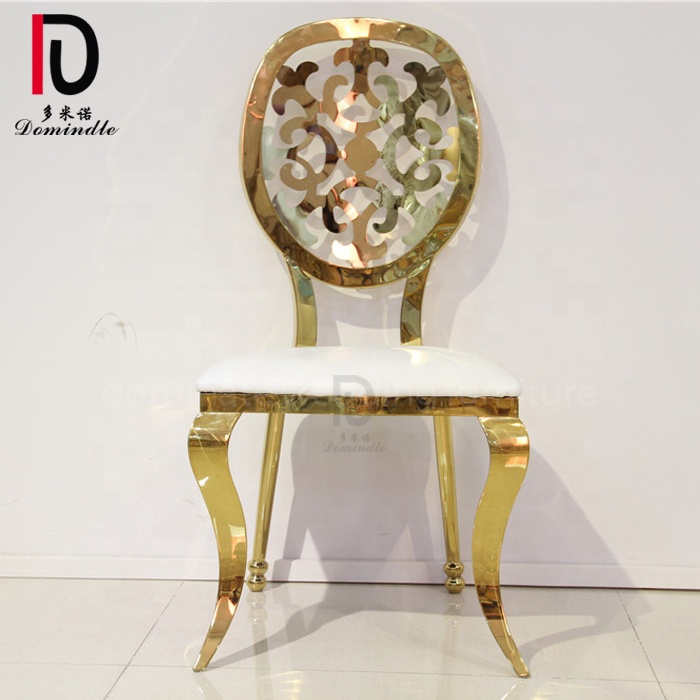 China Golden Stacking Stainless Steel Chair –  Gold stainless steel carved design backrest commercial wedding and event chairs – Dominate