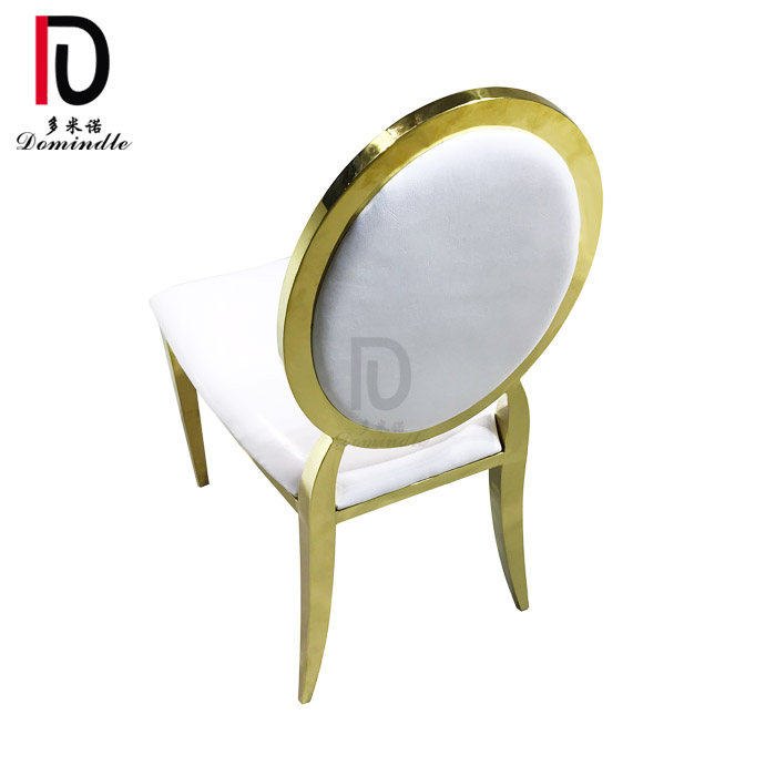 modern wedding rental round back gold stainless steel dining chair
