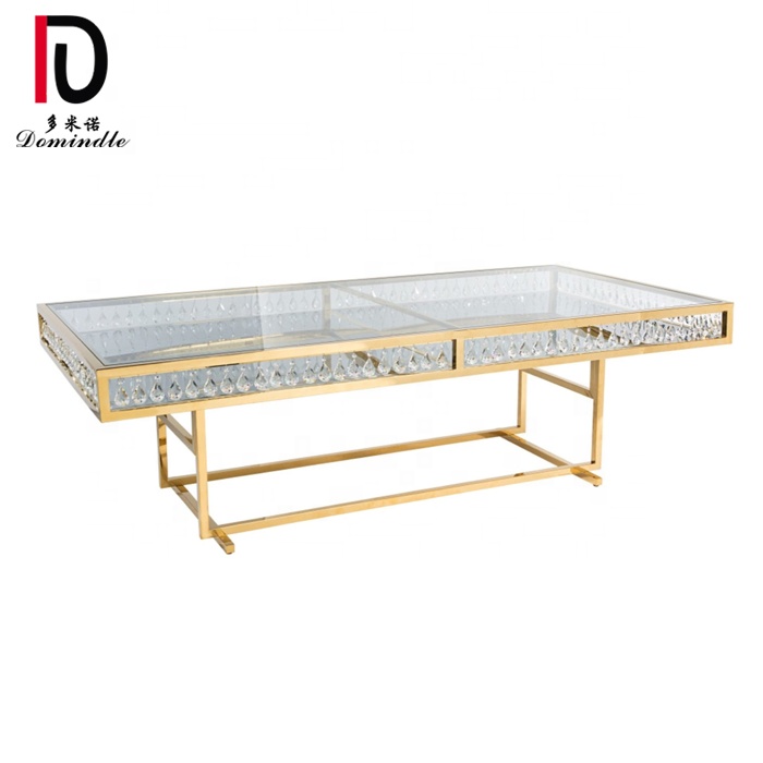 OEM Event Wedding Hotel Table –  high quality stainless steel tempered mirror glass wedding dining table – Dominate