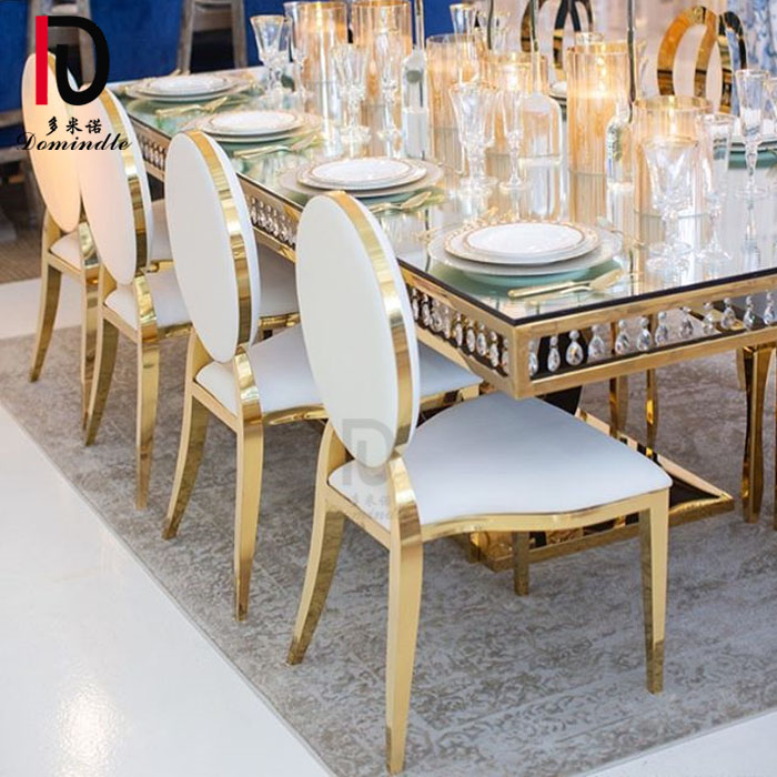 Wholesale Gold Event Chair –  Dominate hot selling stackable design round back stainless steel wedding chair – Dominate