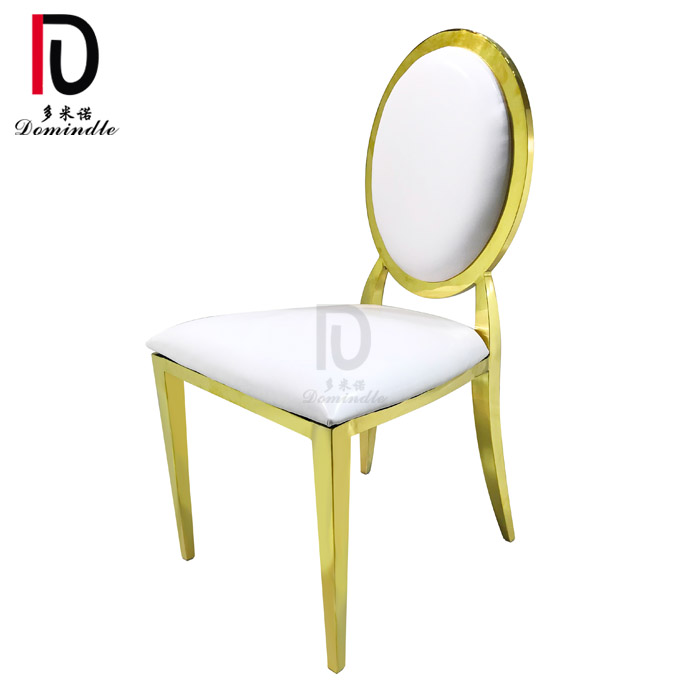 Wholesale Gold Metal Dining Chair –  modern wedding rental round back gold stainless steel dining chair – Dominate