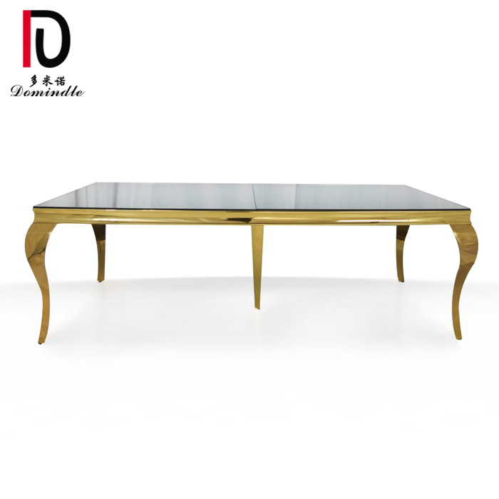 New design mirror glass table stainless steel dining table