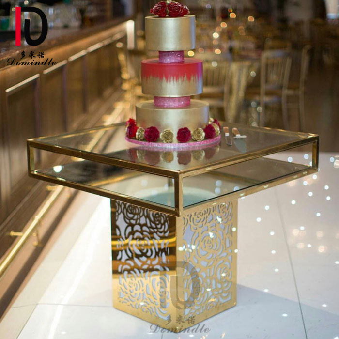 Wholesale Banquet Cake Table –  rose design stainless steel wedding stainless steel cake table with crystals – Dominate