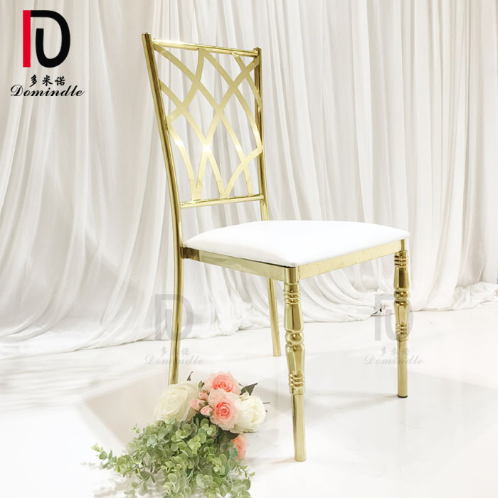 Wholesale Luxury Wedding Chair –  Event banquet golden stainless steel chairs stackable – Dominate