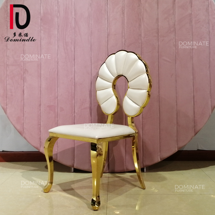Wedding event cloud design round hollow back stainless steel golden dining chair