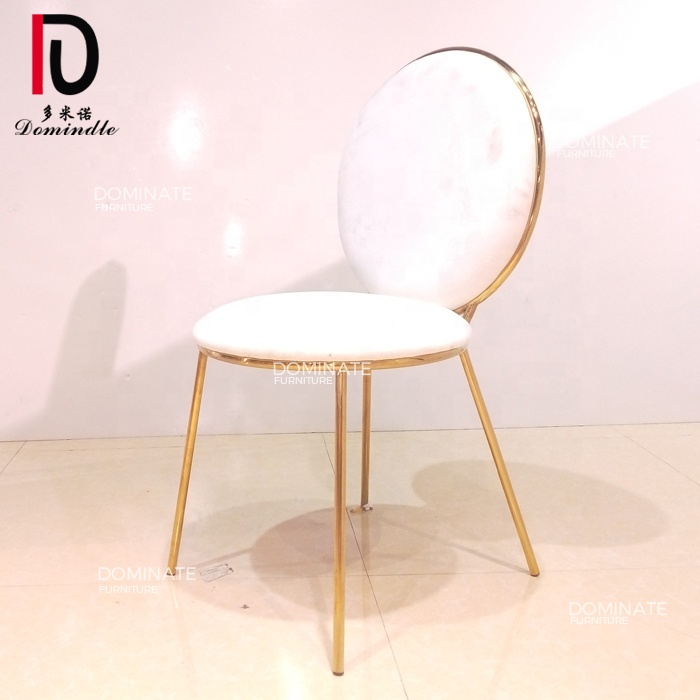 Wedding furniture modern design gold stainless steel legs round back white velvet chair