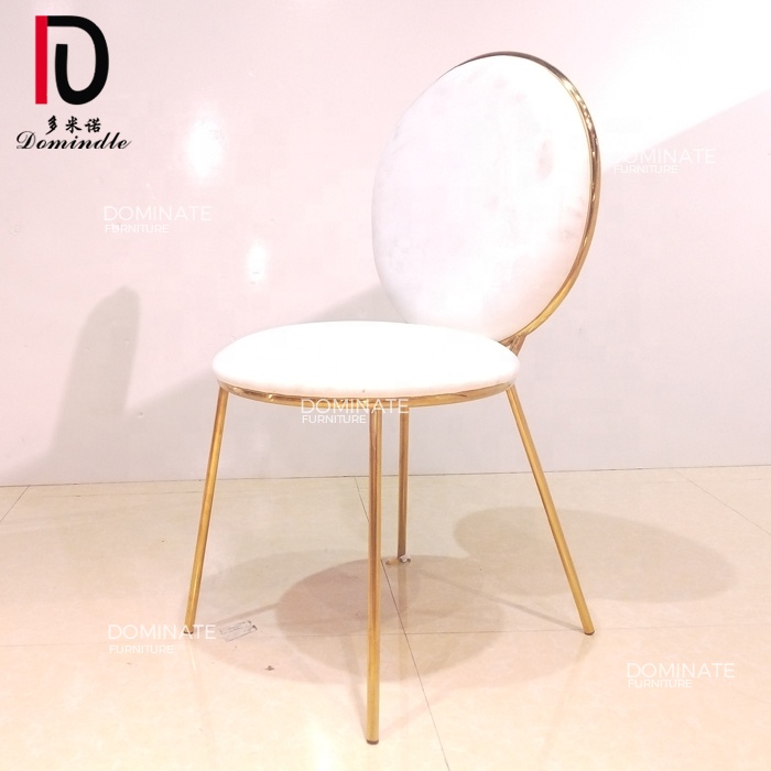 China Modern Gold Metal Hotel Chair –  Wedding furniture modern design gold stainless steel legs round back white velvet chair – Dominate