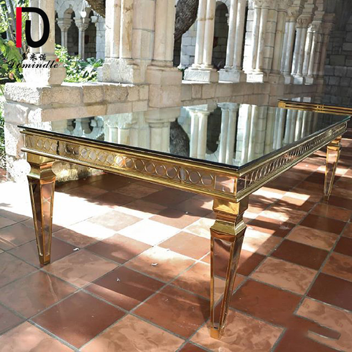 Factory New design mirror glass stainless steel dining wedding table