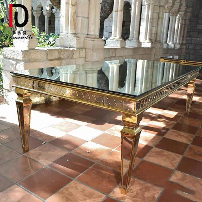 China Luxury Wedding Dining Table –  Factory New design mirror glass stainless steel dining wedding table – Dominate