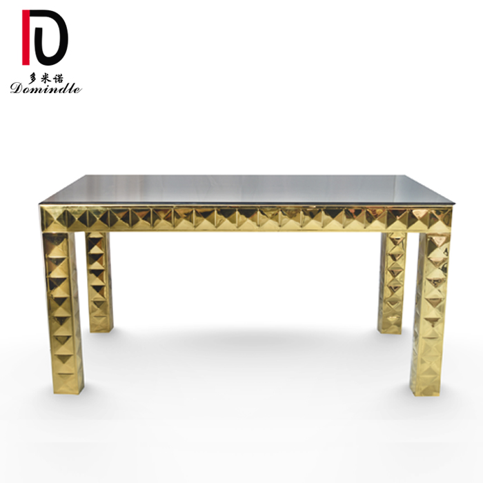 OEM Luxury Wedding Table –  unique design stainless steel mirror glass table dining table for wedding – Dominate