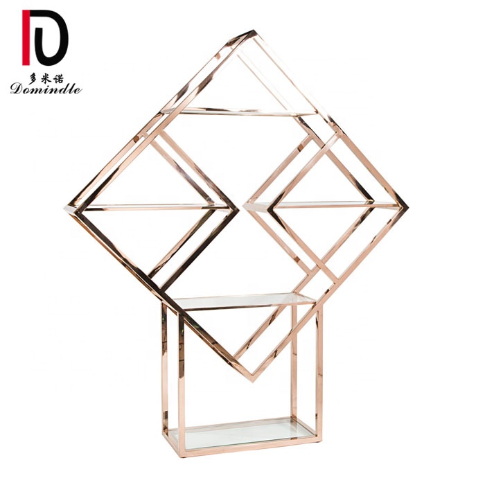 Wholesale Party Glass Top Hotel Table –  gold stainless steel frame wedding back drop glass bar back – Dominate