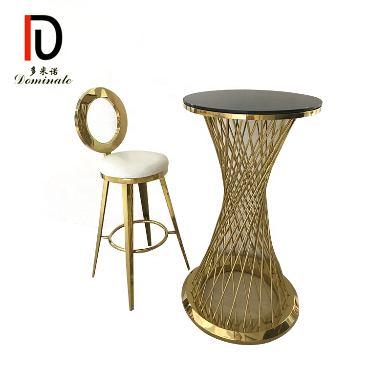 gold  stainless steel glass top   dining coffee high  wedding  bar  table for event party