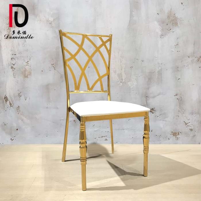 China Modern Wedding Stainless Steel Chair –  Best Selling European Style Wedding Gold And White Banquet Chair – Dominate