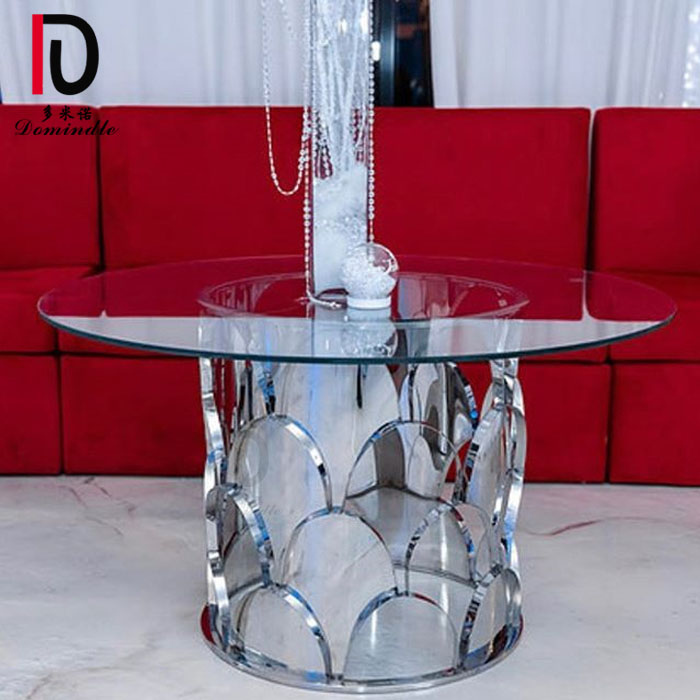 OEM Metal Banquet Table –  Glass top dinning wedding glass table for wedding banquet – Dominate