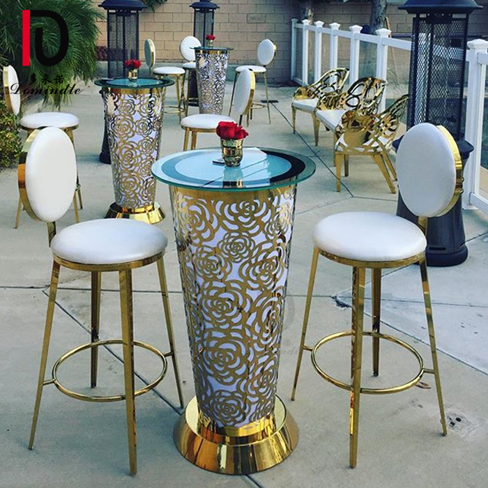 Wholesale Round Metal Stainless Steel Table –  events night club stainless steel rechargeable led wedding cocktail table – Dominate