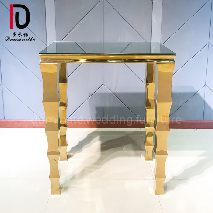 party gold stainless steel frame tempered glass square cocktail table