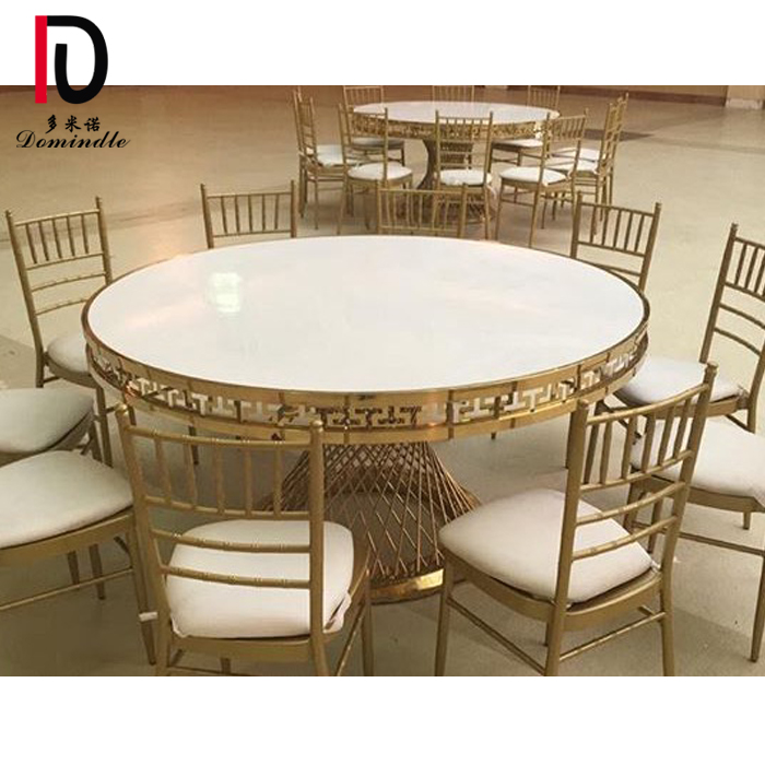 Dubai design stainless steel dining table with MDF top for wedding