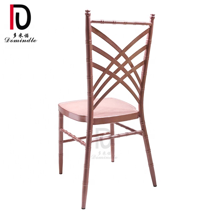 China Gold Stainless Steel Event Chair – Wedding chavari metal pink rental shop stacking indoor hotel dinner chair – Dominate detail pictures