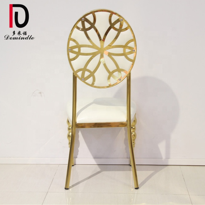 Gold stainless steel pattern round back dining event outdoor banquet chair