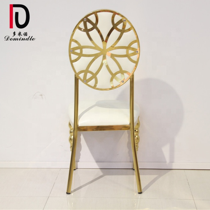 China Gold Stainless Steel Dinig Chair –  Gold stainless steel pattern round back dining event outdoor banquet chair – Dominate