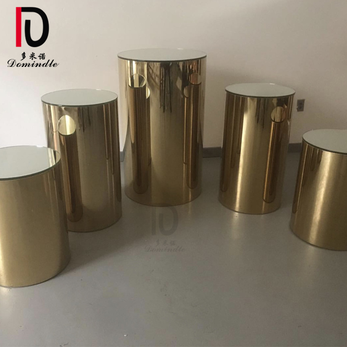 Good quality Wedding Decoration From China – modern events use gold stainless steel flower stand wedding pillars – Dominate