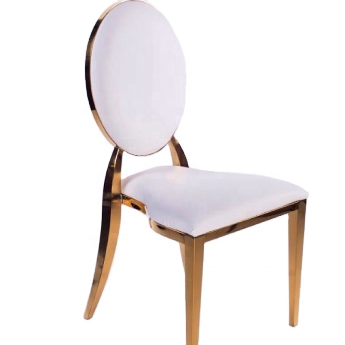 Wholesale Rental Gold Stacking Hotel Chair –  hot selling round back wedding stainless stackable dining chair – Dominate