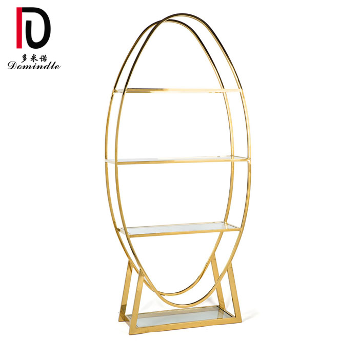 China Glass Wedding Table –  gold stainless steel frame wedding mirror glass bar shelf – Dominate