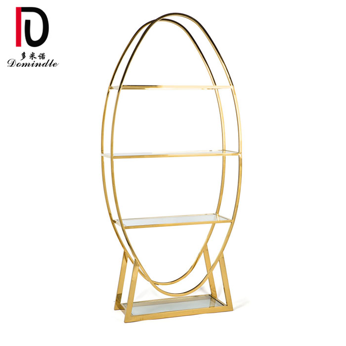 China Glass Wedding Table –  gold stainless steel frame wedding mirror glass bar shelf – Dominate