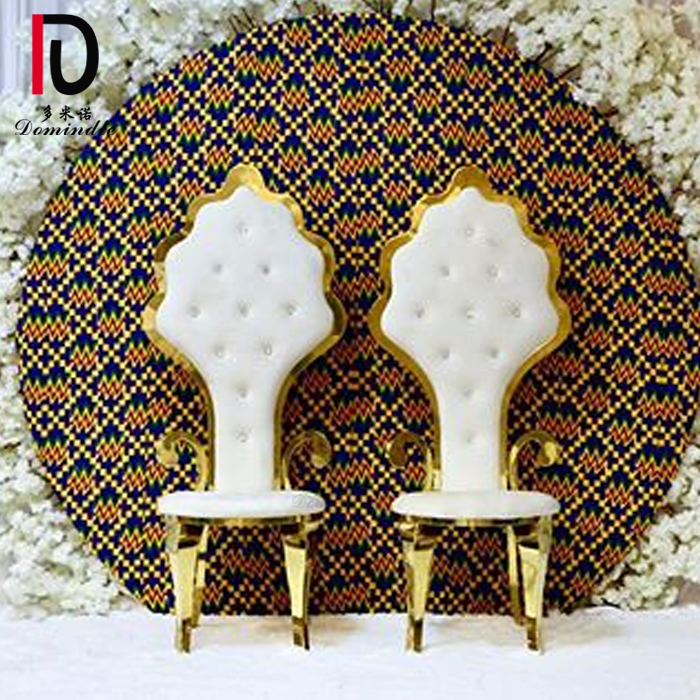wedding banquet high back silver and gold bride and groom chair with arms