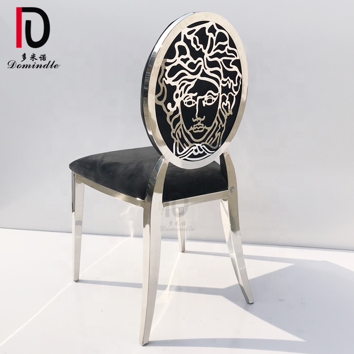 China Stainless Steel Dining Chair –  Dinner hall stainless steel black velvet party bridal groom wedding chair – Dominate