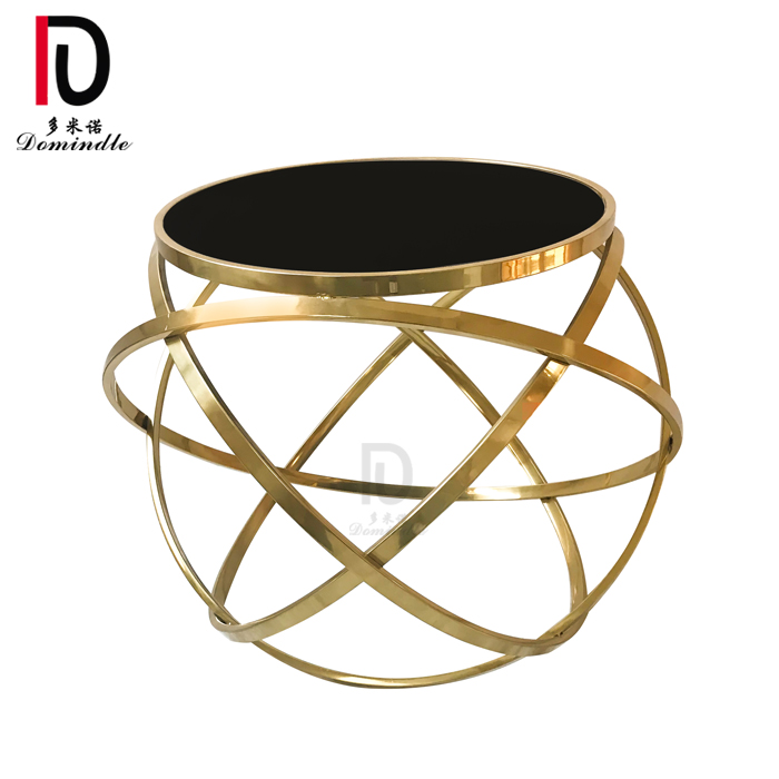 OEM Gold Metal Dining Table – modern round tempered glass top stainless steel coffee table for wedding – Dominate detail pictures